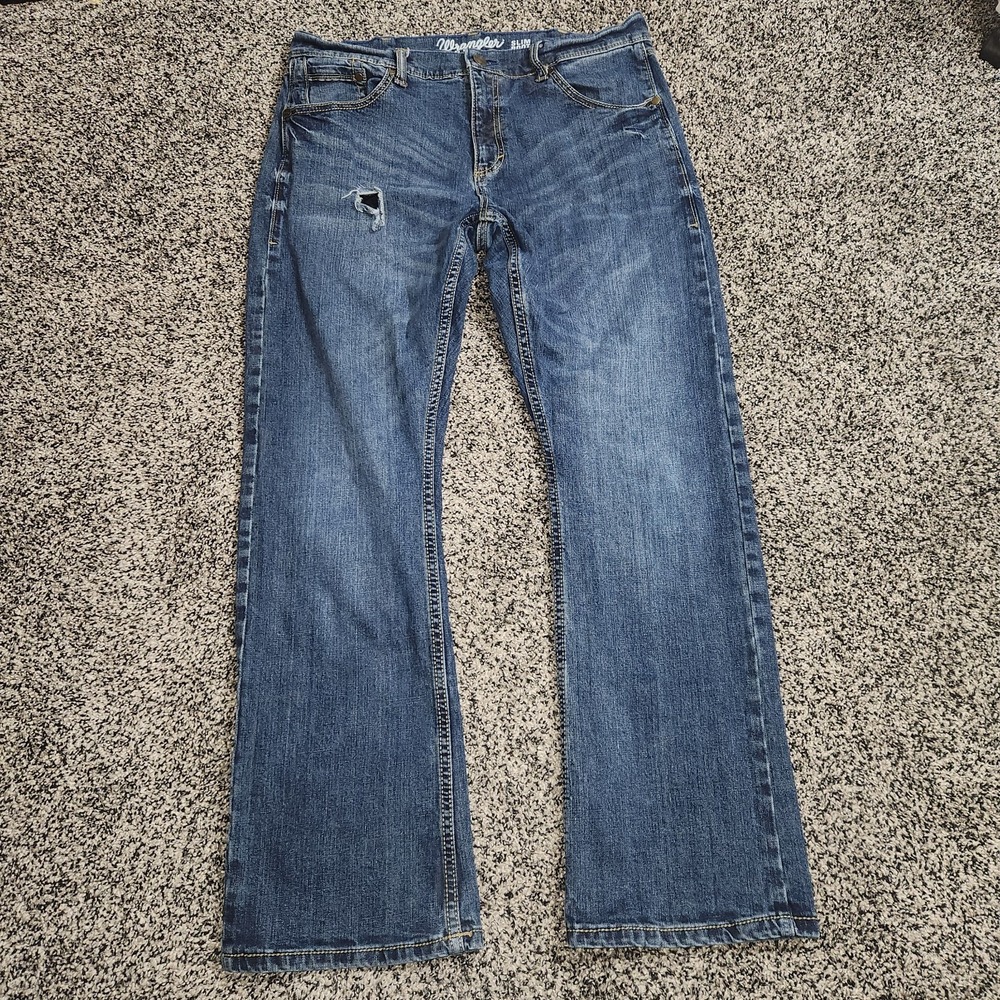 wrangler retro slim boot cut jeans Darkwash Stretch Men's 34x32 Western Rodeo